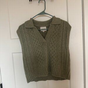 Pink Rose Green Sweater Vest
